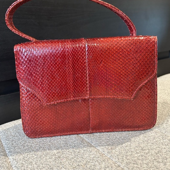 Handbags - Rare Vintage Red Snakeskin Women's Bag